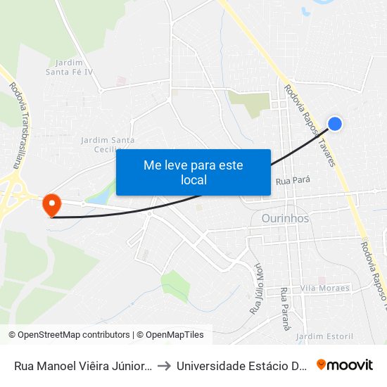 Rua Manoel Viêira Júnior, 31 to Universidade Estácio De Sá map