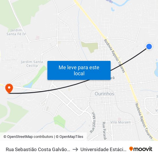 Rua Sebastião Costa Galvão, 331-433 to Universidade Estácio De Sá map