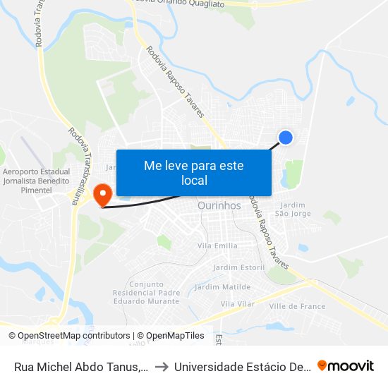 Rua Michel Abdo Tanus, 43 to Universidade Estácio De Sá map