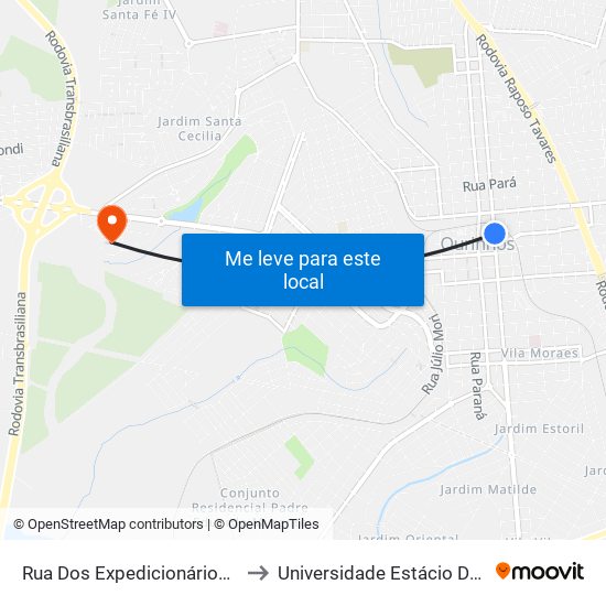 Rua Dos Expedicionários, 43 to Universidade Estácio De Sá map