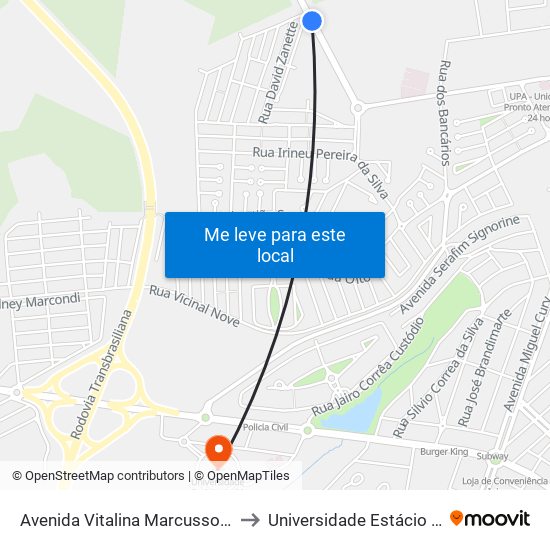 Avenida Vitalina Marcusso, 1-447 to Universidade Estácio De Sá map