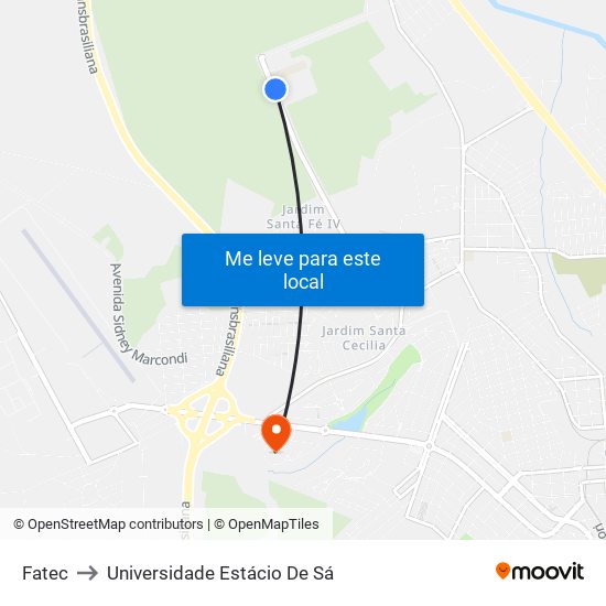 Fatec to Universidade Estácio De Sá map