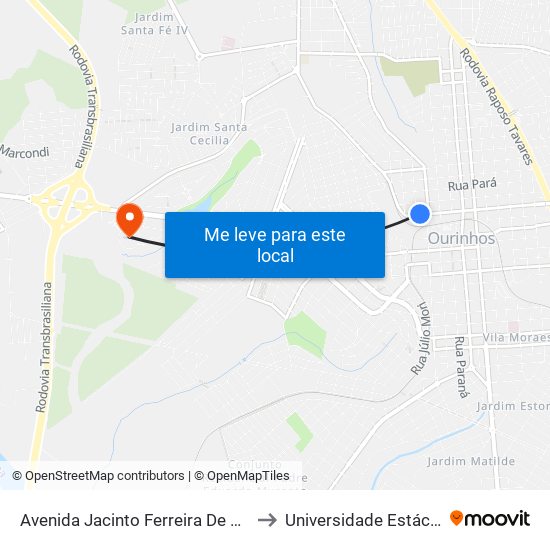 Avenida Jacinto Ferreira De Sá, 115-155 to Universidade Estácio De Sá map