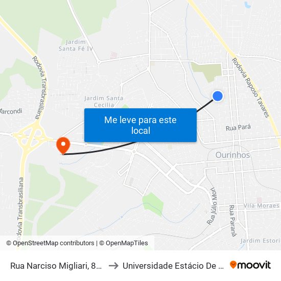 Rua Narciso Migliari, 813 to Universidade Estácio De Sá map