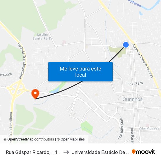 Rua Gáspar Ricardo, 1414 to Universidade Estácio De Sá map