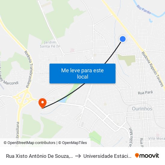 Rua Xisto Antônio De Souza, 152-238 to Universidade Estácio De Sá map