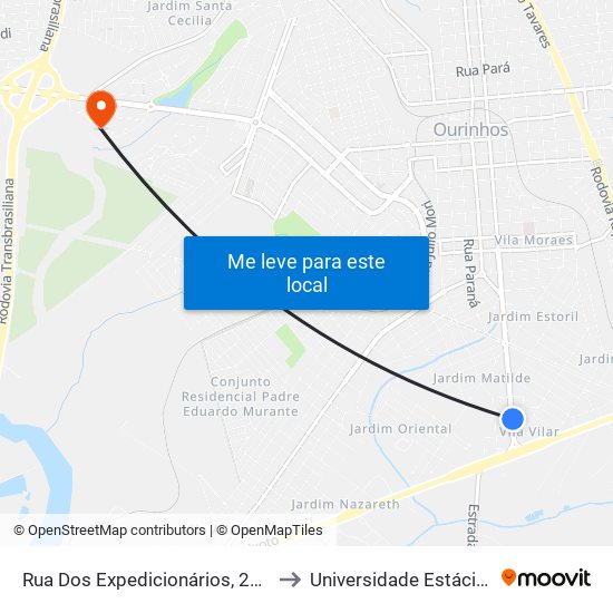 Rua Dos Expedicionários, 2293-2395 to Universidade Estácio De Sá map