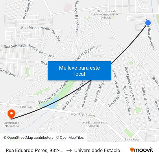Rua Eduardo Peres, 982-1050 to Universidade Estácio De Sá map