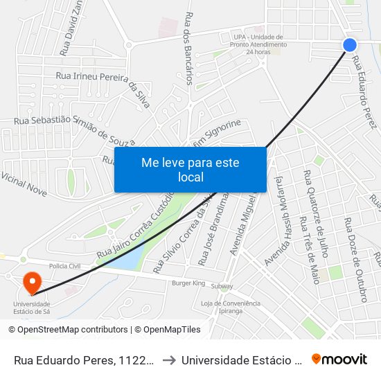 Rua Eduardo Peres, 1122-1202 to Universidade Estácio De Sá map
