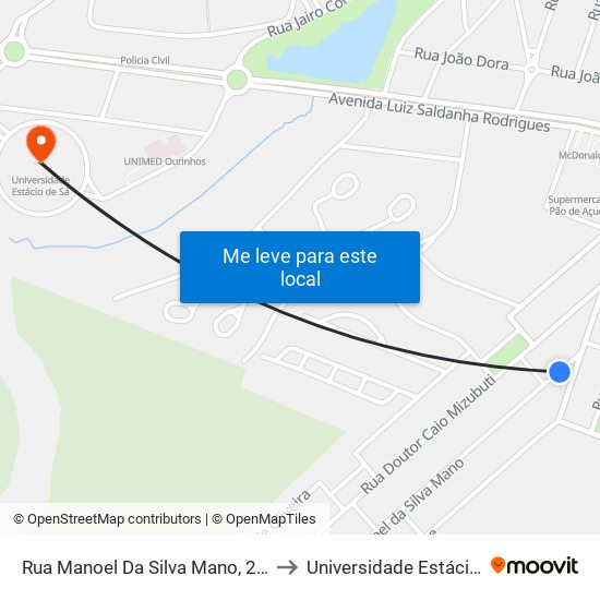 Rua Manoel Da Silva Mano, 2132-2244 to Universidade Estácio De Sá map