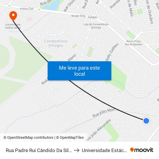 Rua Padre Rui Cândido Da Silva, 53-123 to Universidade Estácio De Sá map