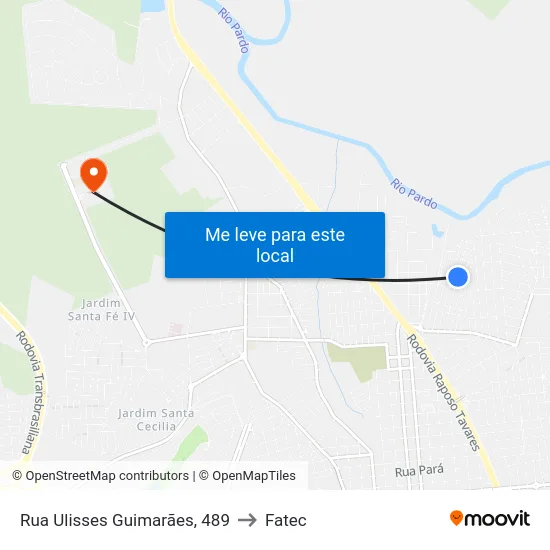 Rua Ulisses Guimarães, 489 to Fatec map