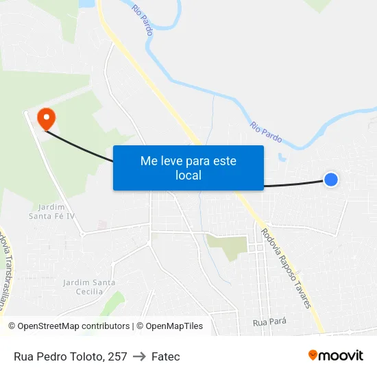 Rua Pedro Toloto, 257 to Fatec map