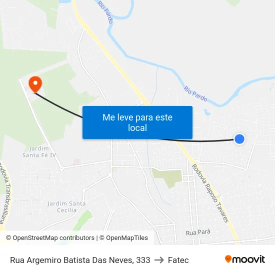 Rua Argemiro Batista Das Neves, 333 to Fatec map