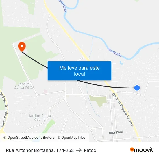 Rua Antenor Bertanha, 174-252 to Fatec map