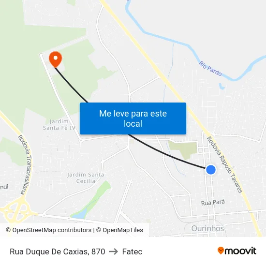 Rua Duque De Caxias, 870 to Fatec map