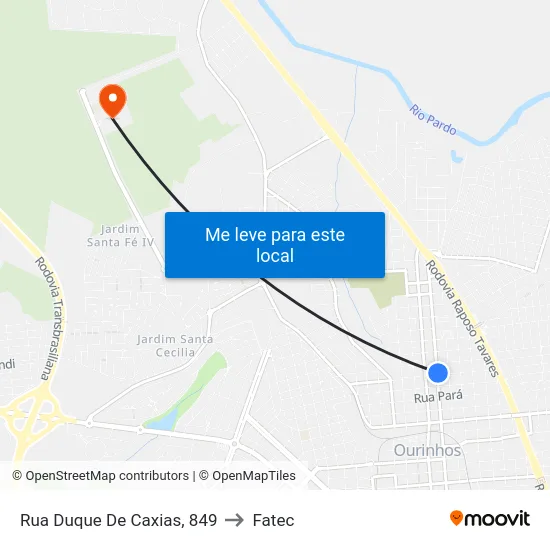 Rua Duque De Caxias, 849 to Fatec map