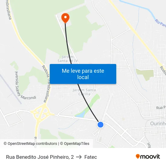 Rua Benedito José Pinheiro, 2 to Fatec map