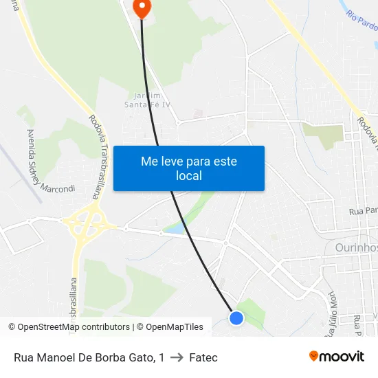 Rua Manoel De Borba Gato, 1 to Fatec map