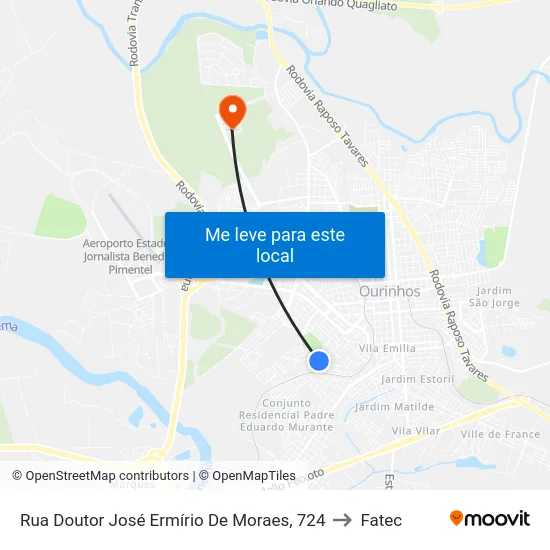 Rua Doutor José Ermírio De Moraes, 724 to Fatec map