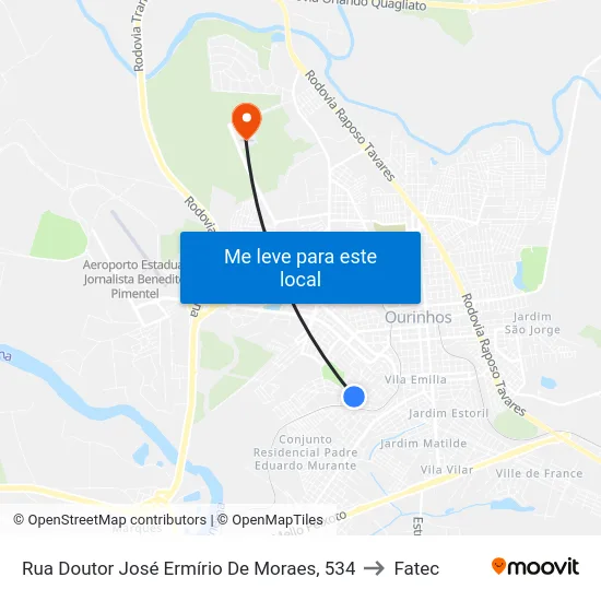 Rua Doutor José Ermírio De Moraes, 534 to Fatec map