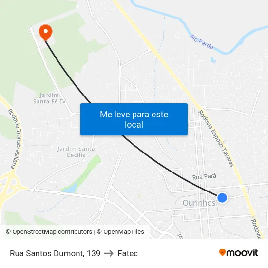 Rua Santos Dumont, 139 to Fatec map