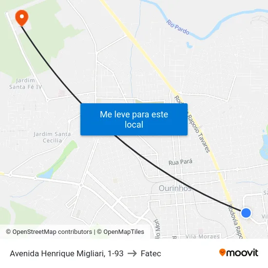 Avenida Henrique Migliari, 1-93 to Fatec map
