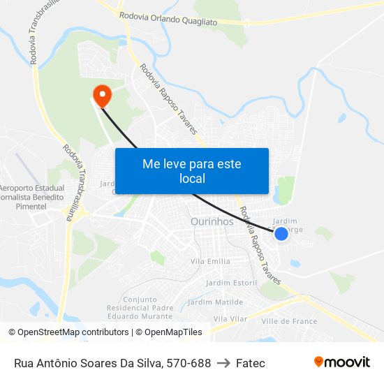 Rua Antônio Soares Da Silva, 570-688 to Fatec map