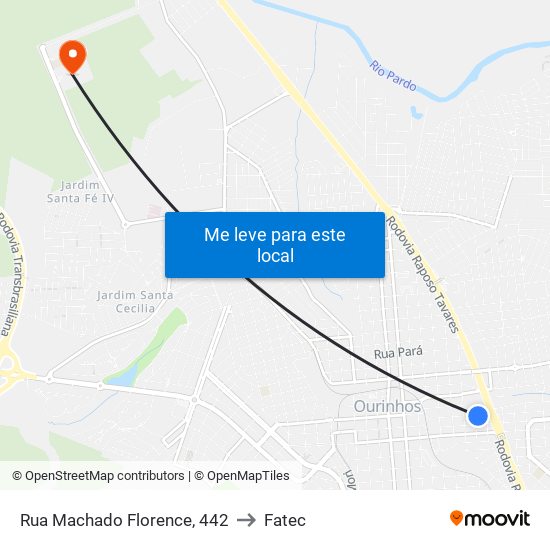 Rua Machado Florence, 442 to Fatec map