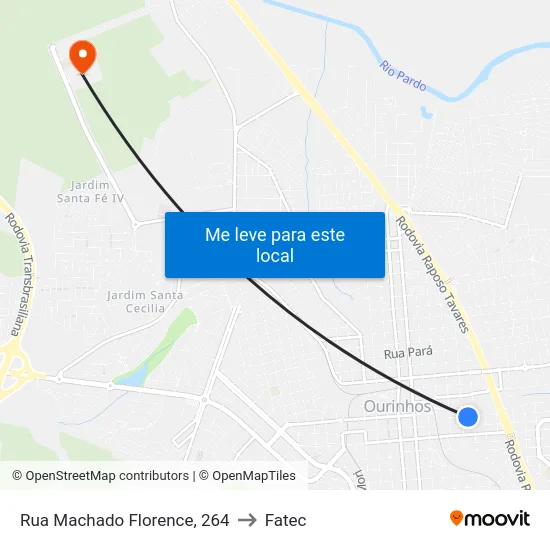 Rua Machado Florence, 264 to Fatec map