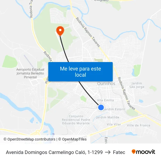 Avenida Domingos Carmelingo Caló, 1-1299 to Fatec map