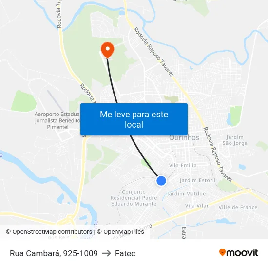 Rua Cambará, 925-1009 to Fatec map