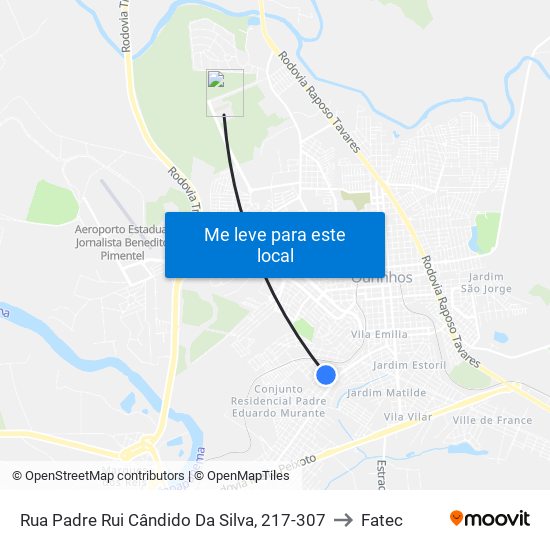 Rua Padre Rui Cândido Da Silva, 217-307 to Fatec map