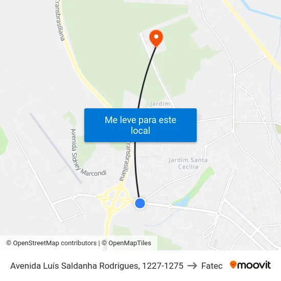 Avenida Luís Saldanha Rodrigues, 1227-1275 to Fatec map