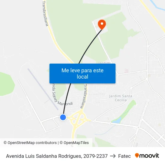 Avenida Luís Saldanha Rodrigues, 2079-2237 to Fatec map