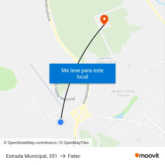 Estrada Municipal, 351 to Fatec map