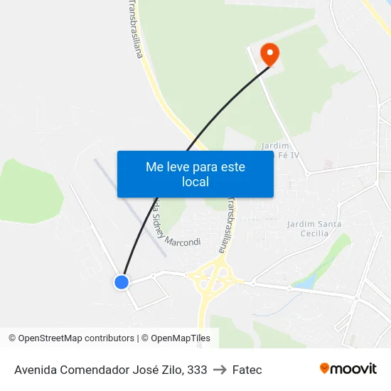 Avenida Comendador José Zilo, 333 to Fatec map