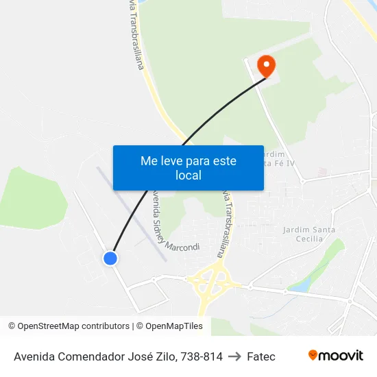 Avenida Comendador José Zilo, 738-814 to Fatec map