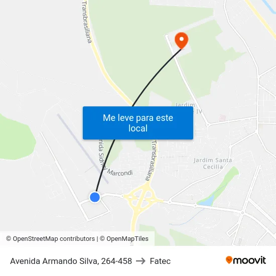 Avenida Armando Silva, 264-458 to Fatec map