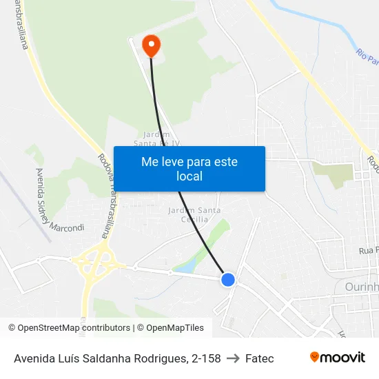 Avenida Luís Saldanha Rodrigues, 2-158 to Fatec map