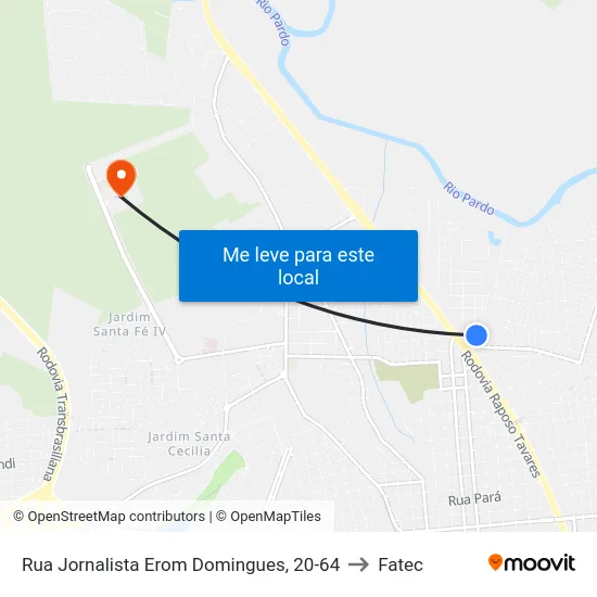 Rua Jornalista Erom Domingues, 20-64 to Fatec map