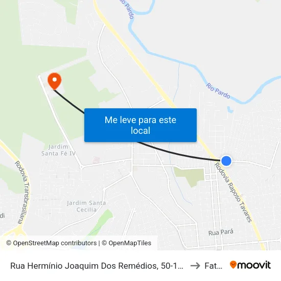 Rua Hermínio Joaquim Dos Remédios, 50-106 to Fatec map
