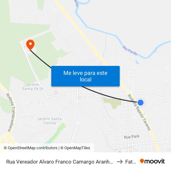 Rua Vereador Alvaro Franco Camargo Aranha, 365 to Fatec map