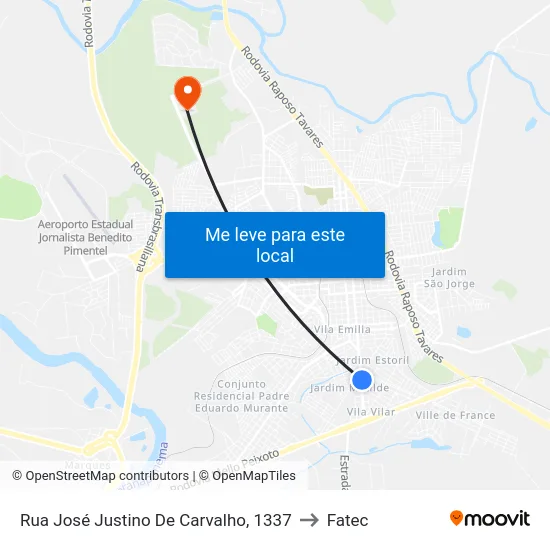 Rua José Justino De Carvalho, 1337 to Fatec map