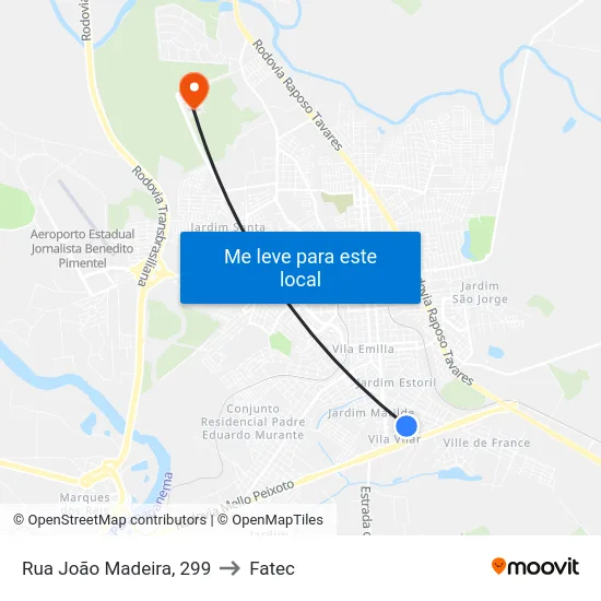 Rua João Madeira, 299 to Fatec map