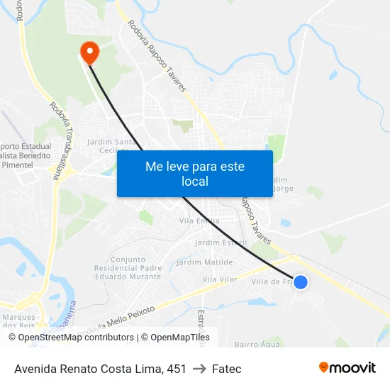 Avenida Renato Costa Lima, 451 to Fatec map