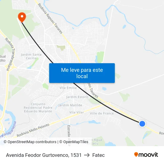 Avenida Feodor Gurtovenco, 1531 to Fatec map