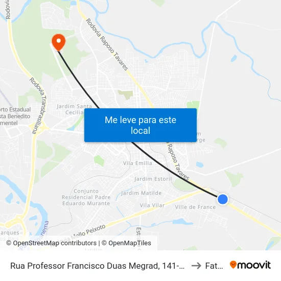 Rua Professor Francisco Duas Megrad, 141-405 to Fatec map