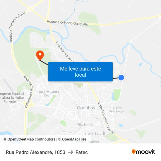 Rua Pedro Alexandre, 1053 to Fatec map