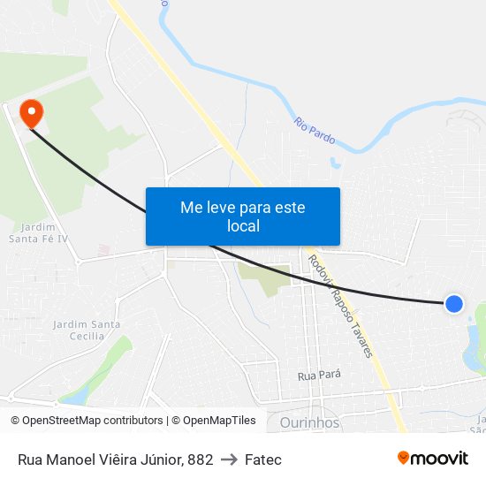 Rua Manoel Viêira Júnior, 882 to Fatec map